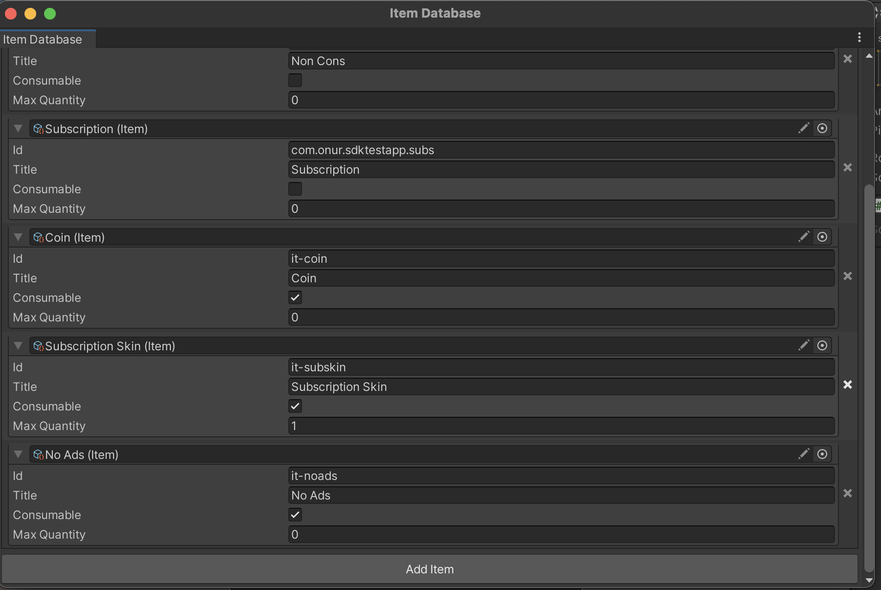 Add Custom Item
